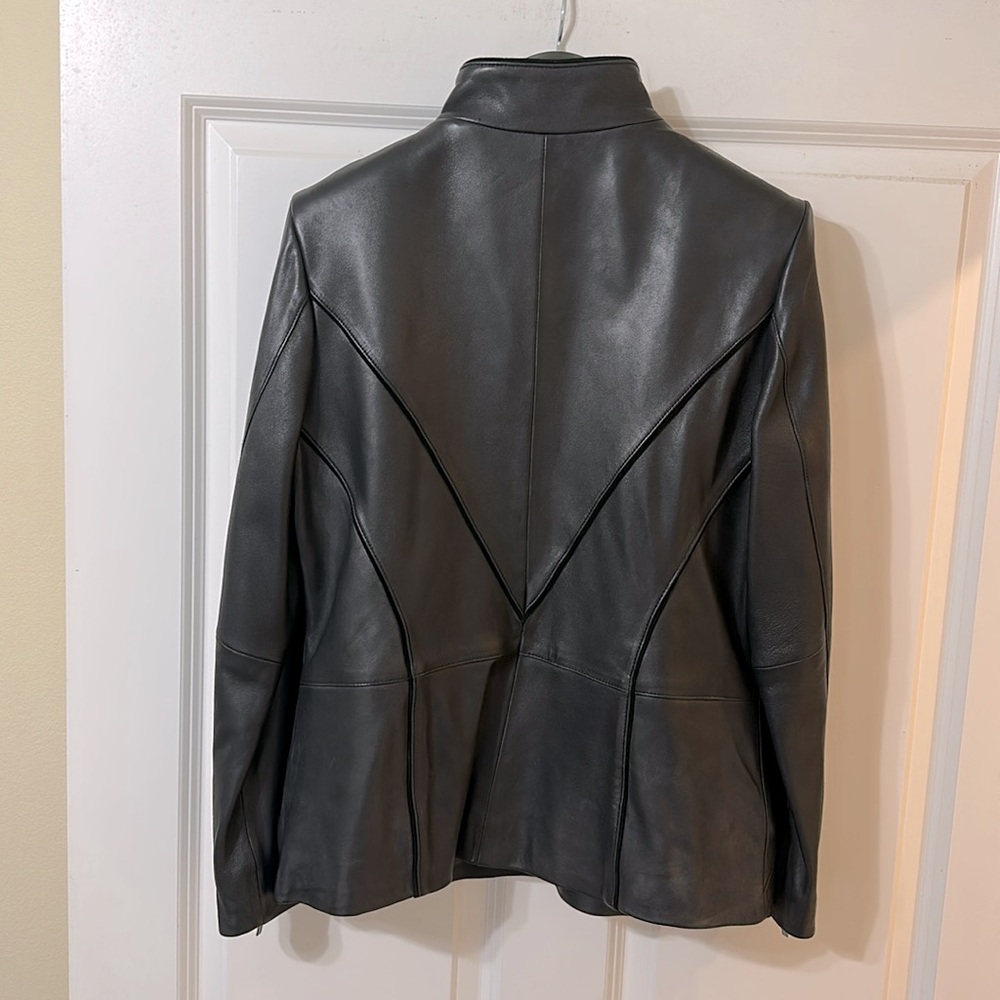 Preston & York Elegant Black Leather Coat, Women’s Size Medium - Picture 2 of 12